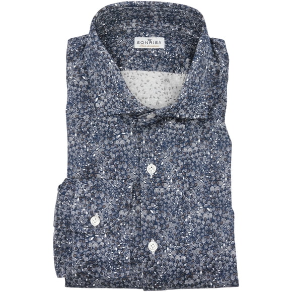Sonrisa Chemise Habillée pour Homme Bleu Foncé Fior Di Cotone - 46-18.5 (2 X)