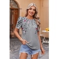 thumbnail image 4 of Blusa Zeagoo de manga abullonada con estampado floral bohemio para mujer de verano, 4 of 5