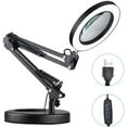thumbnail image 2 of 5X Magnifying Glass Light with Base Stand USB Desktop Magnifier Lamp LED EyeCaring Light Magnifier Desk Lamp Adjustable Metal Swivel Arm Lamp 3 Color Modes 10 Dimmable Brightness for Reading, 2 of 8