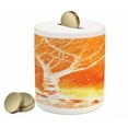 thumbnail image 1 of Fall Tree Piggy Bank, Murky Original Hand Drawn Painting with Birches and Rain Drops Color Habitat, Ceramic Coin Bank Money Box for Cash Saving, 3.6" X 3.2", Orange, by Ambesonne, 1 of 4