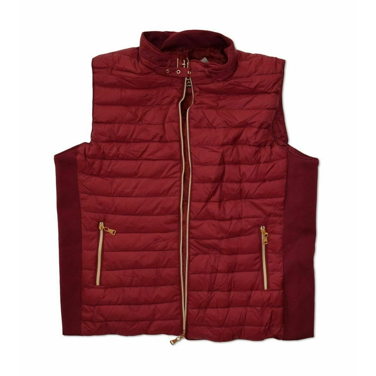Women s Puffer Vest Quilted Lightweight Gilet Padded Bubble With Fleece Lining Burgundy 3XL