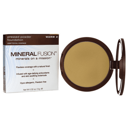Mineral Fusion Pressed Powder Foundation - Warm 2 - Light to Full (Best Coverage Mineral Foundation)