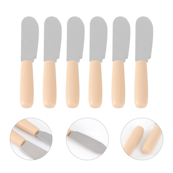Kesenlong butter knife 6pcs Stainless Steel Plastic Handle Butter Silicone Kitchen Utensil Set Cooking Tools(Plastic Handle)