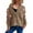 Brown, variant on Women's 3D Floral Knit Cardigan, Cute Flower Button Up Long Sleeve Open Front, Soft Textured Bloom Sweater, Cozy Fall Winter Casual Wear, Stretch Comfort Top White S