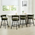 thumbnail image 6 of Zesthouse 26.6″ Swivel Bar Stools Set of 2, Linen Upholstered Counter Stools with Barrel Back and Metal Legs, Modern Counter Height Barstools for Kitchen Island, Green, 6 of 12