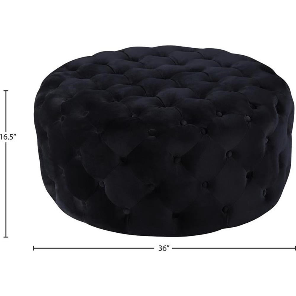 Pemberly Row Modern Button Tufted Black Velvet Ottoman and Bench