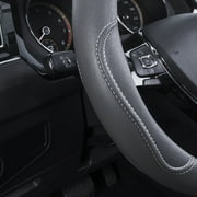 Auto Drive 1-piece Stitch Leather Steering Wheel Cover Gray - Universal Fit for Car SUV Truck