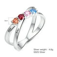 thumbnail image 3 of Personalized 925 Sterling Silver Ring for Women with 4 Round Cut Birthstone Couple Anniversary Promise Double Twisted Stacking Ring, 3 of 5