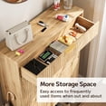 thumbnail image 4 of Fluted Shoe Cabinet Storage with 2 Flip Drawers & 1 Drawers, Wood Narrow Hidden Shoe Cabinet with Adjustable Shelf for Entryway, Freestanding Slim Shoe Rack Organizer for Foyer Hallway Living Room, 4 of 9