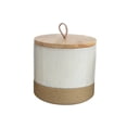 thumbnail image 2 of 3R Studios White Stoneware Canister with Wood Lid and Leather Loop, 2 of 2