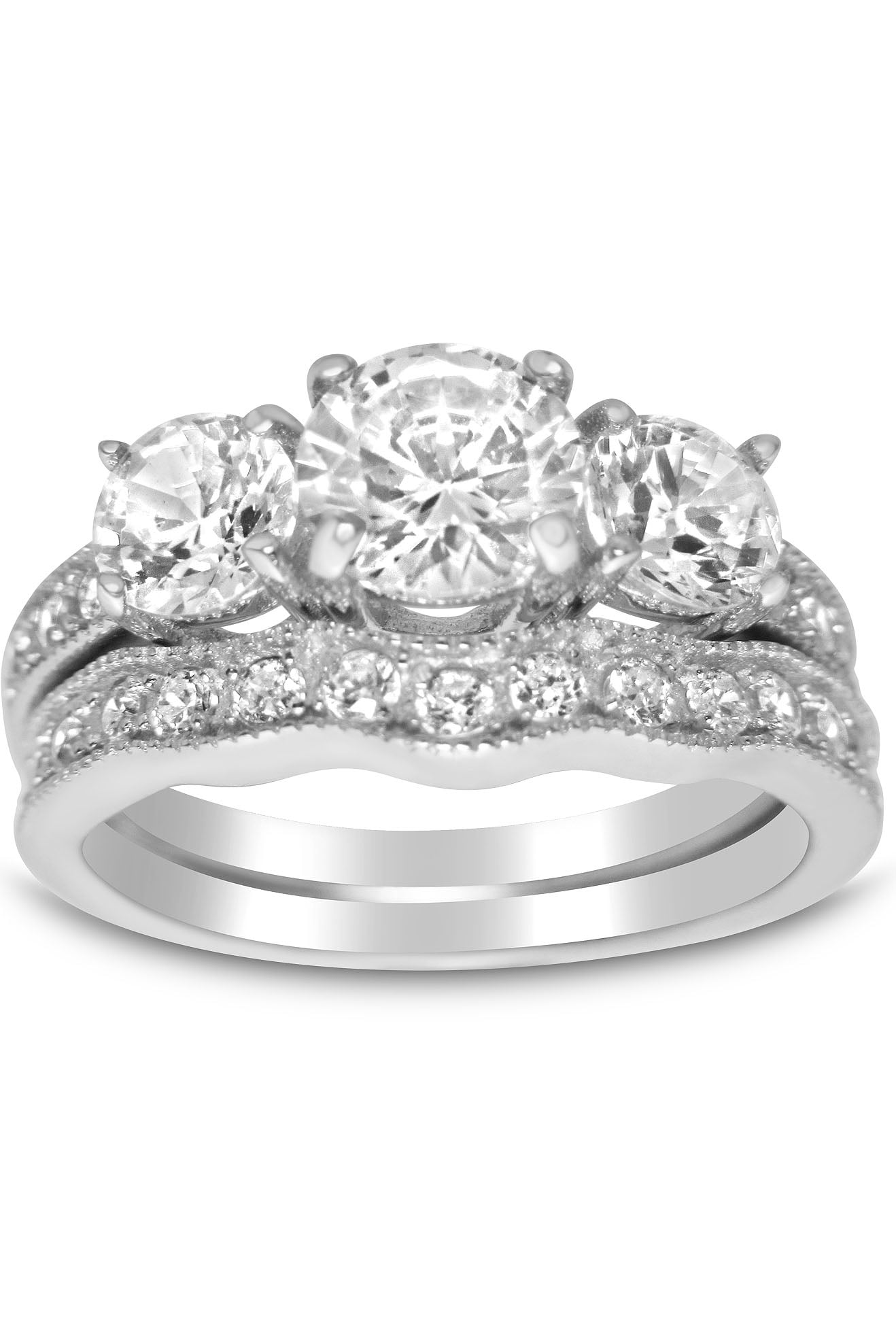 LaRaso & Co Vintage Sterling Silver CZ Bridal Wedding Engagement Ring