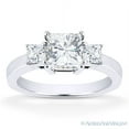 thumbnail image 2 of Square Brilliant Cut Charles & Colvard Moissanite 3-Stone Engagement Ring in 14k White Gold, 2 of 5
