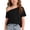 Black, variant on Girls' Off Shoulder T-Shirt, Short Sleeve Casual Top for Kids, Summer School Outdoor Wear Asymmetrical Neckline Tees