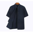 thumbnail image 1 of CottonTangSuitTopMenSummerKungFuTaiChiUniformShirtBlouseShortSleeveTraditionalChineseClothes, 1 of 2