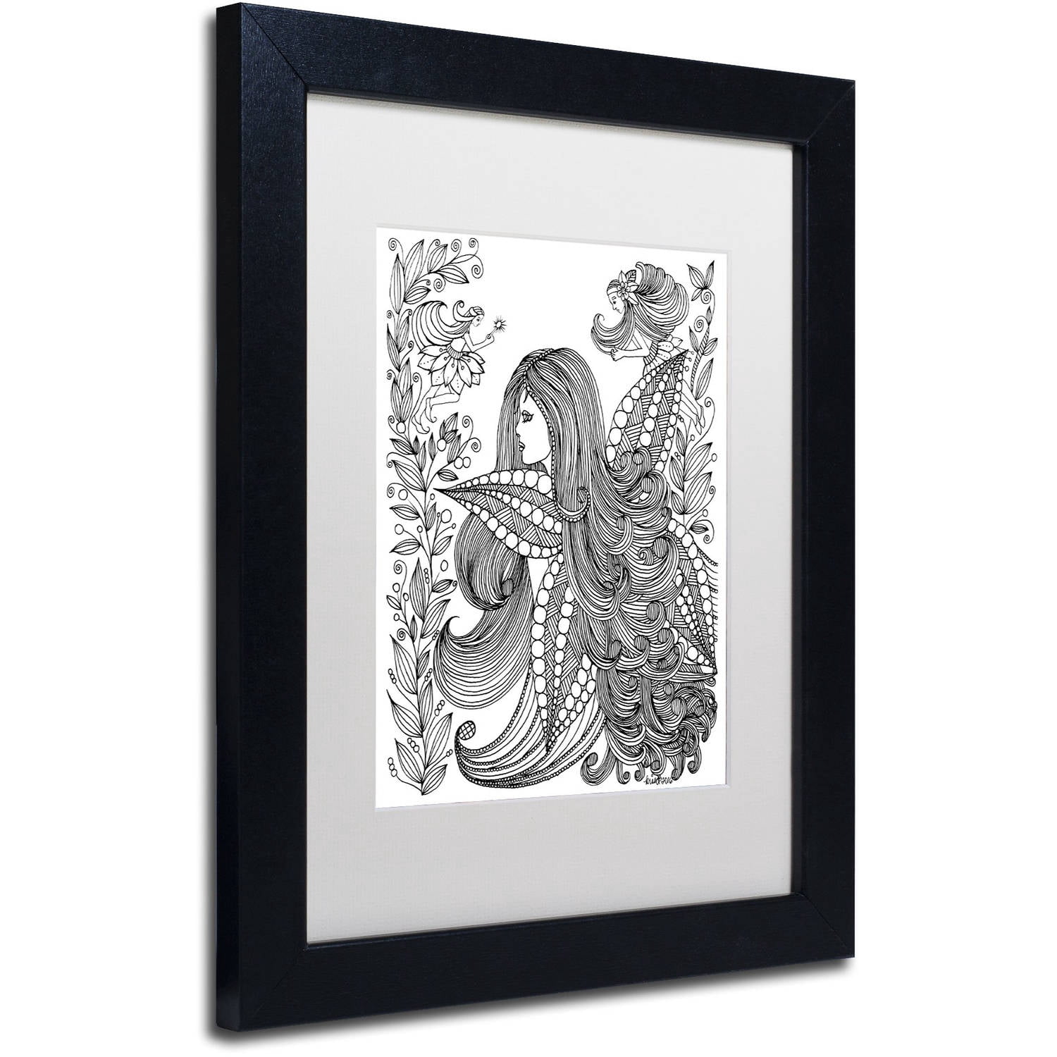 Trademark Fine Art "Fairy 11" Canvas Art by KCDoodleArt White Matte, Black Frame