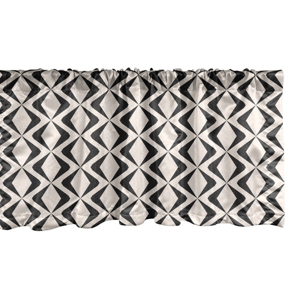 Ambesonne Abstract Surreal Valance Pack of 2, Simplistic Shapes, 54"X12", Ivory Charcoal Grey