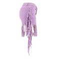 thumbnail image 6 of Pimfylm Jean Shorts for Women Juniors, Summer High Waisted Stretchy Frayed Raw Hem Tassels Denim Shorts Light Purple, M, 6 of 6