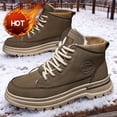 thumbnail image 6 of Men's Heavy-Duty Winter Ankle-High Snow Boots - PU Upper & PVC Traction Tires, Lace-Up Ankle Strap Hiking Boots for Ice, Snow, Mud - All-Terrain Outdoor Trekking, Work Boots (Brown/Black), 6 of 6