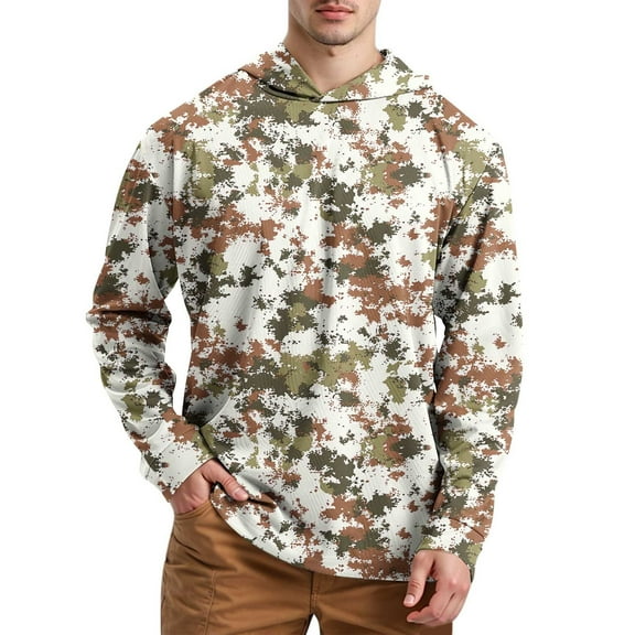 CONFREE Men's Hoodie Camouflage Prints Cooling Hoodies For Men Long Sleeve Lightweight Casual Pullover Hooded Sweatshirts