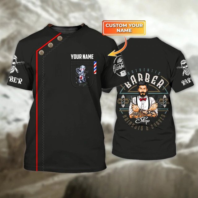 Camiseta de moda con nombre personalizado para hombre, camisa deportiva informal con estampado 3D de peluquero, de manga corta, de verano, gran oferta, Unisex, DW28Adult size M Gao Jinjia LED