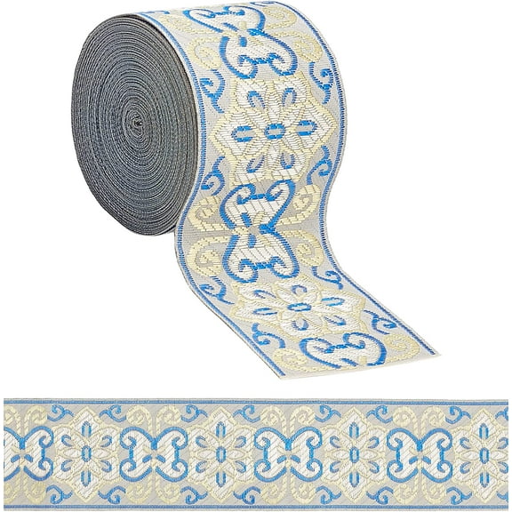 Embroidery Polyester Ribbons Jacquard Ribbon Tyrolean Ribbon Garment Accessories Floral Pattern Lemon Chiffon 2"(50mm) 7m/roll