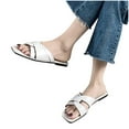 thumbnail image 4 of VerPetridure Womens Sandals Casual Summer Women's Flat-heeled Square Head Sandals Wear One-line Slippers Breathable Shoes, 4 of 5