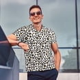 thumbnail image 4 of Pofeuu Heart Leopard Print Men's Loose Fit Midweight Short-Sleeve Pocket Polo-3X-Large, 4 of 6