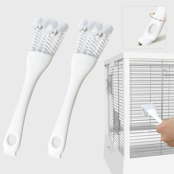 Bird Cage Cleaner with Long Handle & Shovel – Easy Bird Droppings Removal Brush for Parrot & Pet Cages & Bird Perch – Durable Cage Cleaning Tool & Accessory (1)