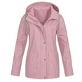 thumbnail image 3 of Feancey Women's Waterproof Rain Jackets Drawstring Hooded Hiking Raincoat Outdoor Lightweight Windbreaker Jacket Travel Rain Coats with Pockets Pink L, 3 of 5