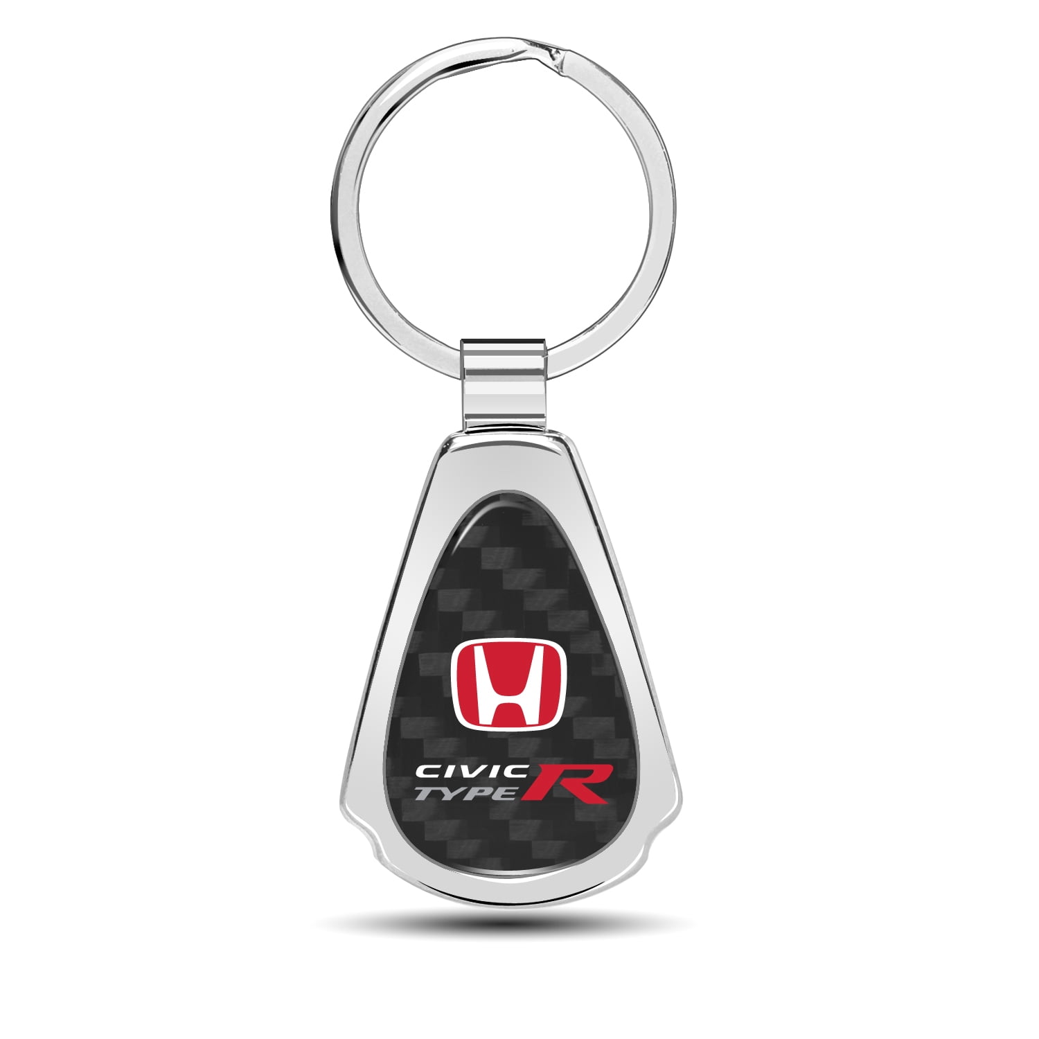 Honda Red Logo Civic Type-R Real Carbon Fiber Chrome Metal Teardrop Key ...