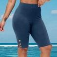 thumbnail image 5 of Busydd Leggings for Women Plus Size L-5XL Stretchy Slim Workout Leggings Solid Color Button Knee Length Gym Shorts Trendy Casual Slit Hem Running Yoga Shorts L, 5 of 9