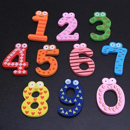 10 Hand Painted Wooden Number Fridge Magnets Colorful Cartoon Educational Toys for Toddlers Kids Christmas Gifts