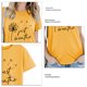 thumbnail image 5 of Blusa de manga corta Cuello redondo Letra impresa Moda Elegante Blusa de manga corta informal Amarillo (fuente negra) XL, 5 of 5
