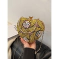thumbnail image 2 of Women’s Gold Heart Shaped Clutch Purse, Embroidered Sequin Evening Handbag with Chain Strap, 2 of 11