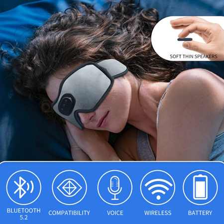 3D Bluetooth Sleep Headphone Eye Mask - Surround Music for Travel, Meditation & Sleep