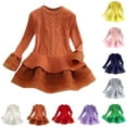 thumbnail image 3 of Odeerbi Vestido de Niña Suéter Otoño Invierno Algodón Vestido de Punto Color Sólido Manga Larga Vestido de Punto Malla Vestido de Tul, 3 of 3