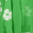 thumbnail image 3 of OGLCCG Women's Cute Flower Cropped Cardigan Long Sleeve V Neck Open Front Floral Knit Sweater Tops Winter Warm Fuzzy Cropped Sweater Coats,XL,Green, 3 of 8