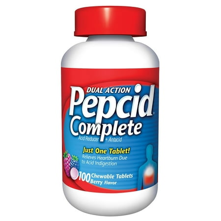 Pepcid Complete Dual Action Acid Reducer and Antacid Chewcap, Berry Flavor, 100 (Best Fast Acting Antacid)