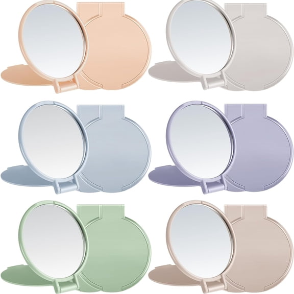 12 Pieces Mini Folding Mirror Round Compact Mirror Portable Pocket Mirror Makeup Small Mirror Vintage Portable Travel Makeup Mirror for Women Girls (Morandi Colors)