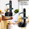 thumbnail image 4 of (Negro) Pelador eléctrico multifunción, pelador automático giratorio de manzanas y patatas, cortador de verduras, herramienta para pelar, 4 of 5