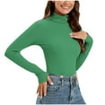 thumbnail image 4 of FAKKDUK Turtleneck Bodysuit for Women Knitted Lined , Long Sleeve Bodysuit For Women Thermal Womens Turtleneck Long sleeve Women's Mock Turtle Neck Tops Bodysuit Jumpsuit, M&Green, 4 of 5