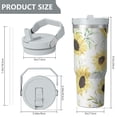 thumbnail image 4 of Sunflower 30oz Tumbler with Carry Handle – Double Wall Stainless Steel Insulated Cup, Flip Straw Lid, Leak-Proof & BPA-Free for Hot and Cold Drinks, Sports Outdoor Workout Christmas Birthday Travel, 4 of 6