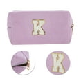 thumbnail image 4 of Ofertas Únicas 1 Pc Bolsa de Maquillaje Rectangular de Terciopelo Letra K Rosa Púrpura, 4 of 5