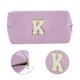 thumbnail image 4 of Ofertas Únicas 1 Pc Bolsa de Maquillaje Rectangular de Terciopelo Letra K Rosa Púrpura, 4 of 5