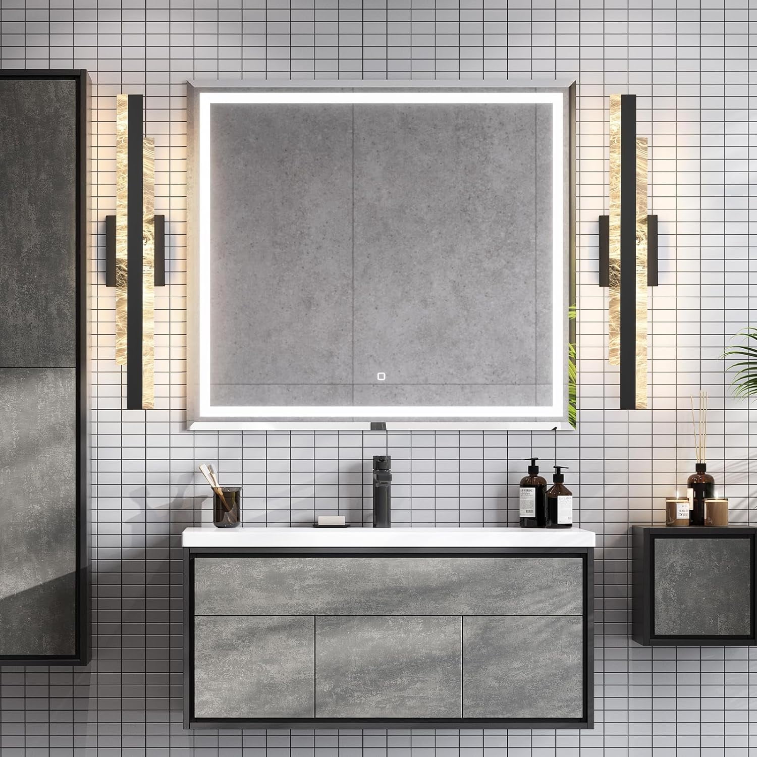 Matte Black Modern Bathroom Vanity Light 24 inch Dimmable LED Bath Bar Light Fixtures Over Mirror Wall Sconce Picture Lights for Paintings Cabinets Bedroom