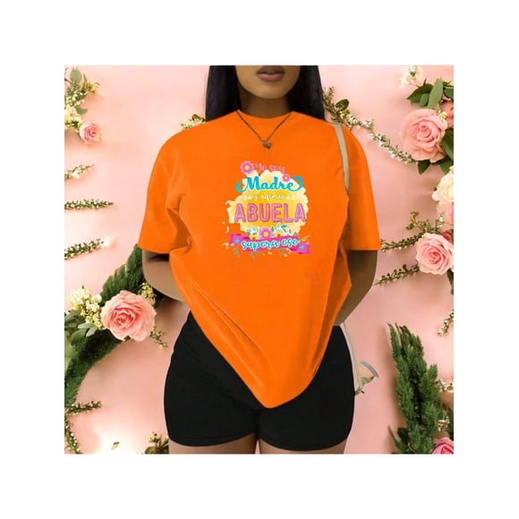 Playera Blusa Mujer Yo Soy Madre y Además Abuela, Supera Eso Ropa Casual Divertida para Abuelas con Estilo Color Anaranjado Talla Chica Marca Emil SaEs