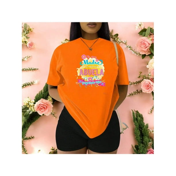 Playera Blusa Mujer Yo Soy Madre y Además Abuela, Supera Eso Ropa Casual Divertida para Abuelas con Estilo Color Anaranjado Talla Mediana Marca Emil SaEs