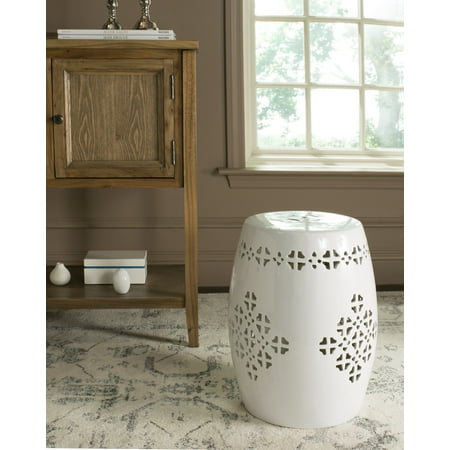 Safavieh Quatrefoil Drum Indoor/Outdoor Garden Stool, Antique White