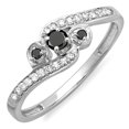 thumbnail image 1 of Dazzlingrock Collection 0.25 Carat (ctw) 10k Round Black And White Diamond Ladies Bridal Promise Heart 3 Stone Swirl Engagement Ring 1/4 CT, White Gold, Size 9, 1 of 1