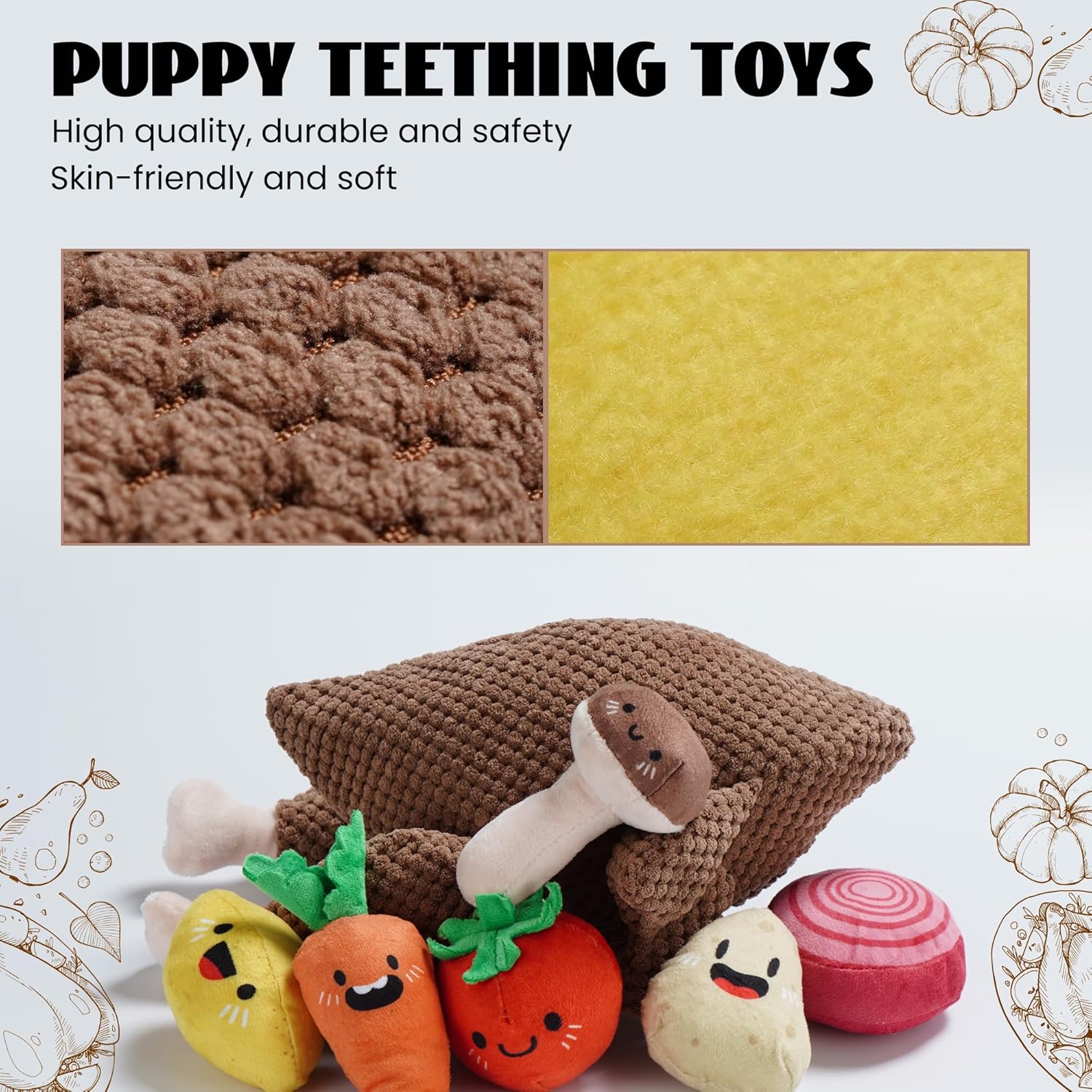 Nocciola 7-in-1 Thanksgiving Turkey Dog Toy,Big Turkey Puzzle Toy with 6 Squeaky Veggie Plush Toy, Interactive Enrichment Dog Toys for All Breeds